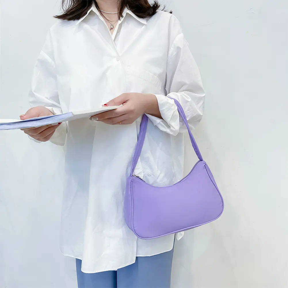 Women's Bag Soft PU Leather Purple Underarm Bag Solid Color Ladies Handbags Fashion Design Girls Small Shoulder Bags
