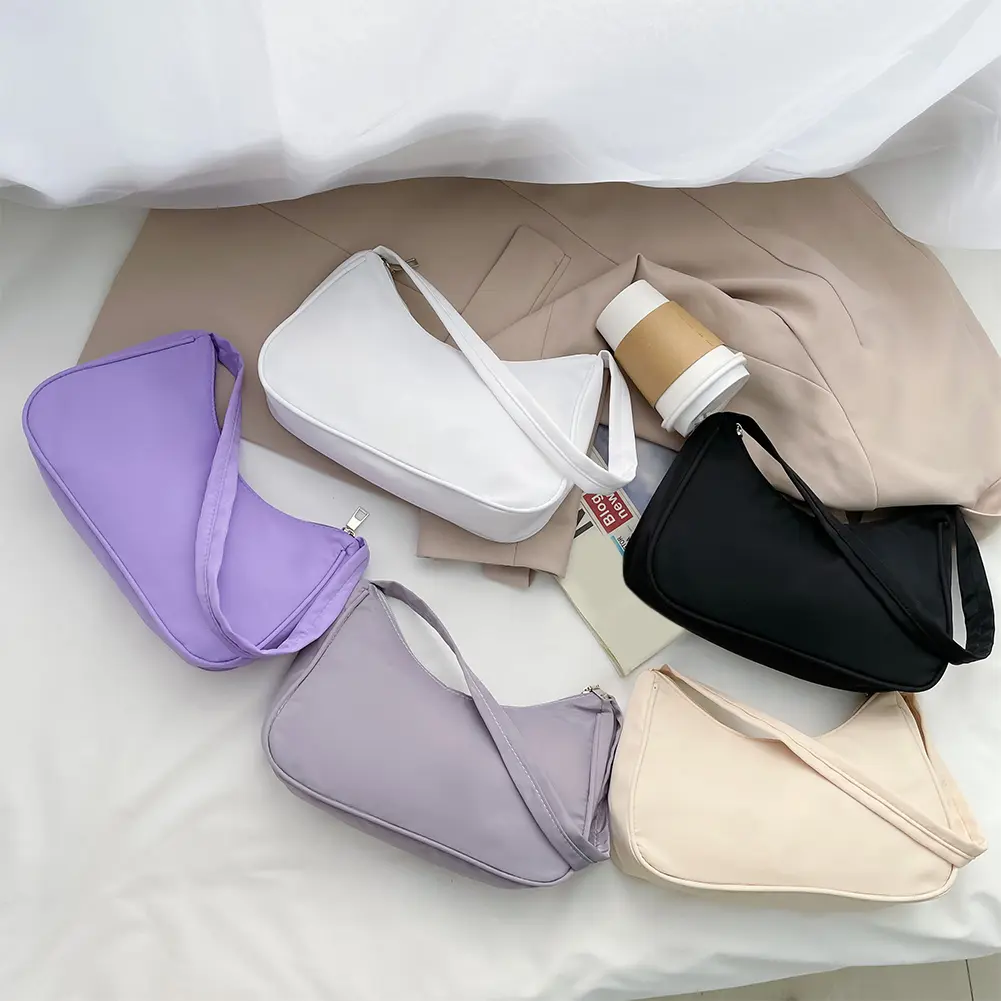 Women's Bag Soft PU Leather Purple Underarm Bag Solid Color Ladies Handbags Fashion Design Girls Small Shoulder Bags