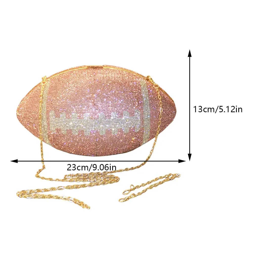 Football Shape Bling Evening Bag Luxury Rhinestone Dinner Purse Creative Banquet Bag 2024 Euro-American Shiny Diamond Clutch Bag