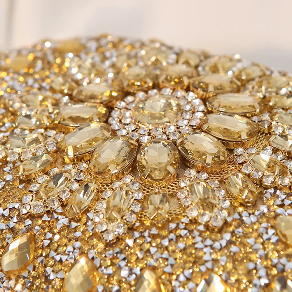 Luxury Rhinestone Dinner Bag New Sunflower Inlaid Diamond Evening Bag Sparkly Banquet Phone Purse Women's Wedding Crystal Clutch