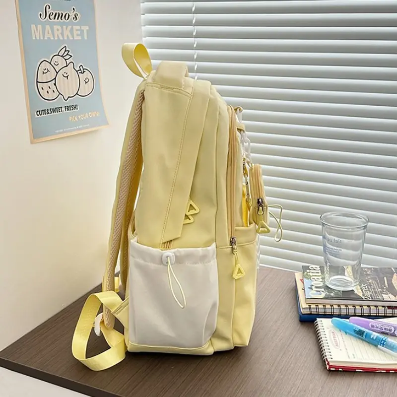 Sweet Cute Girl's Backpack Student  Fashion Drawstring Large Book Bag Y2K Korean Travel Bags Kawaii Shoulder Bag for High School