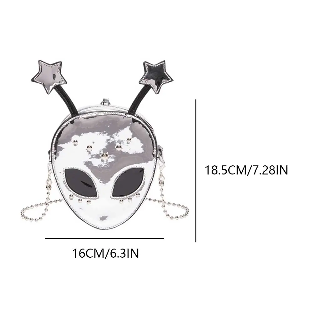 PU Leather Alien Pattern Shoulder Purse Removable Chain Women Mini Crossbody Bag Halloween Style for Shopping Travel