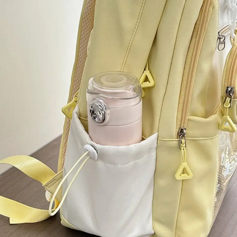 Sweet Cute Girl's Backpack Student  Fashion Drawstring Large Book Bag Y2K Korean Travel Bags Kawaii Shoulder Bag for High School