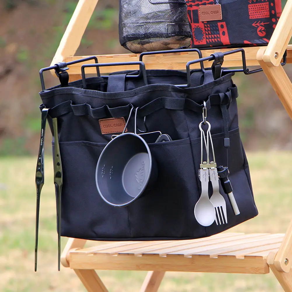 Camping Table Side Storage Bag Multifunctional Table Side Carrying Bag Cookware Hanger for Beach Picnics for Hiking Fishing