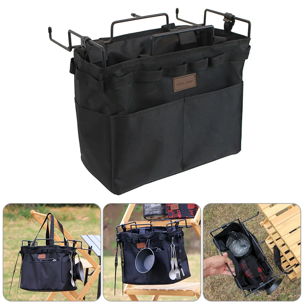 Camping Table Side Storage Bag Multifunctional Table Side Carrying Bag Cookware Hanger for Beach Picnics for Hiking Fishing