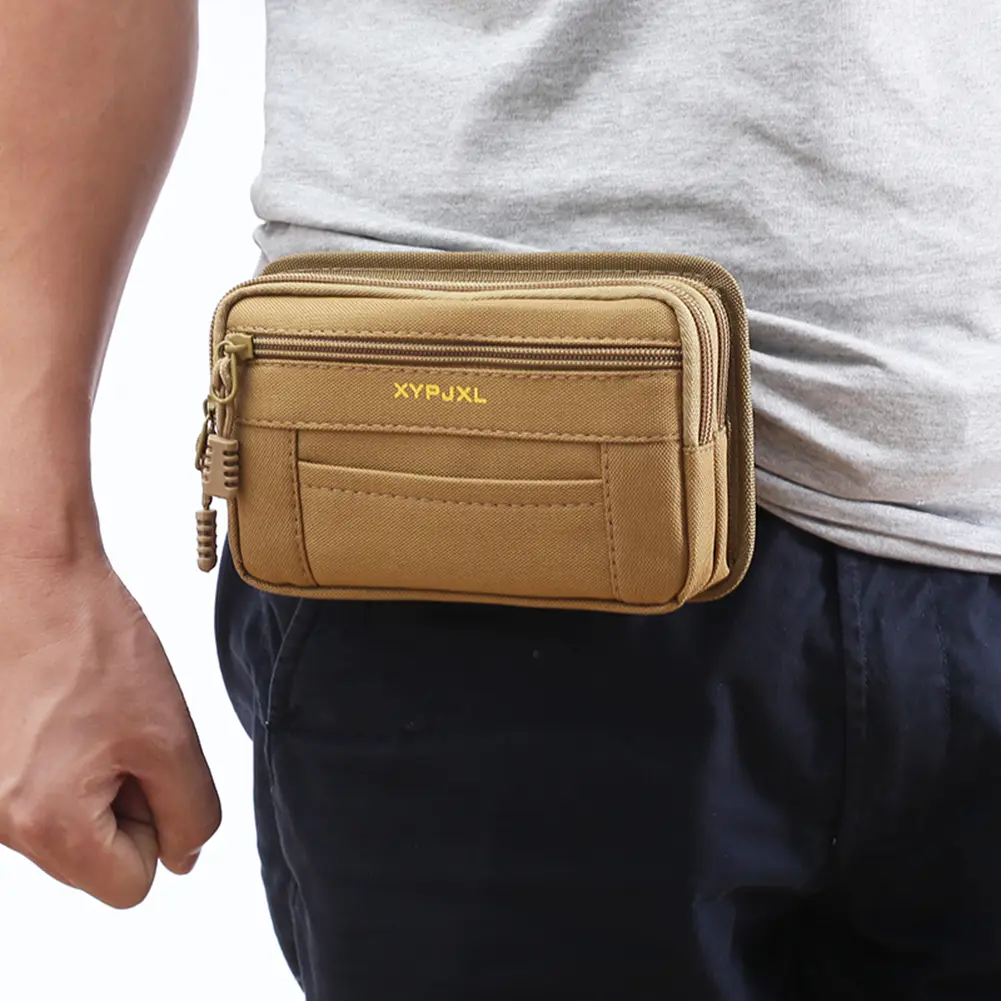 Men Canvas Mobile Phone Purse Mini Coin Small Square Belt Bags Multi-Compartment Fanny Wallet Pouch Man Pocket Design Waist Pack