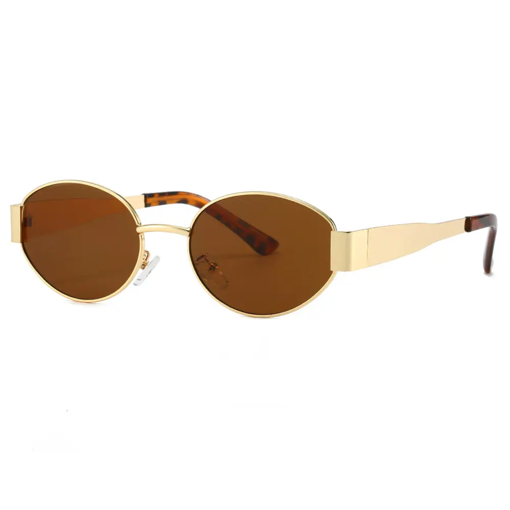 Trending Sun Glasses Lightweight Metal Sunglasses Vintage Oval Sunglasses Large Frame Glasses for Shopping Travel Vacation