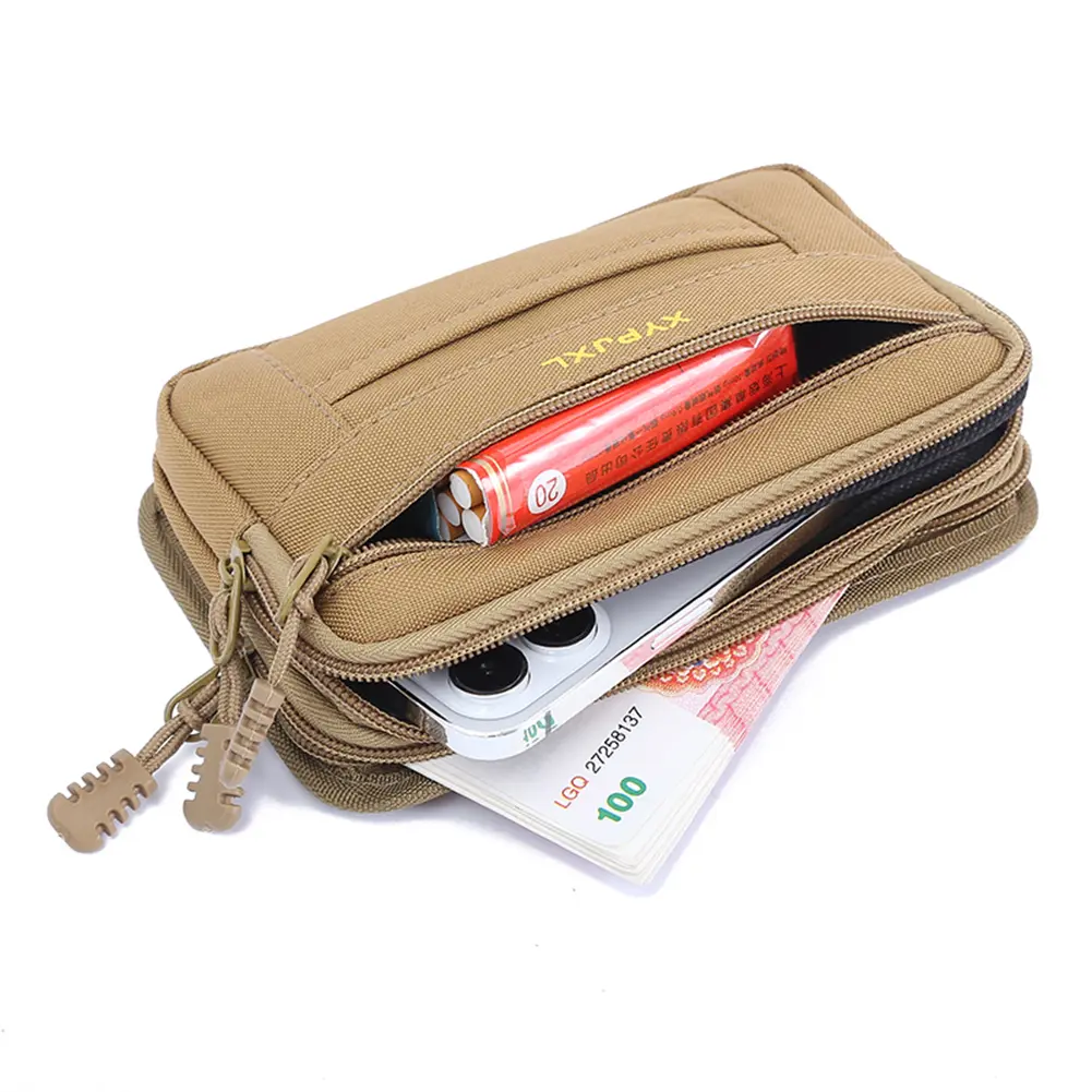 Men Canvas Mobile Phone Purse Mini Coin Small Square Belt Bags Multi-Compartment Fanny Wallet Pouch Man Pocket Design Waist Pack