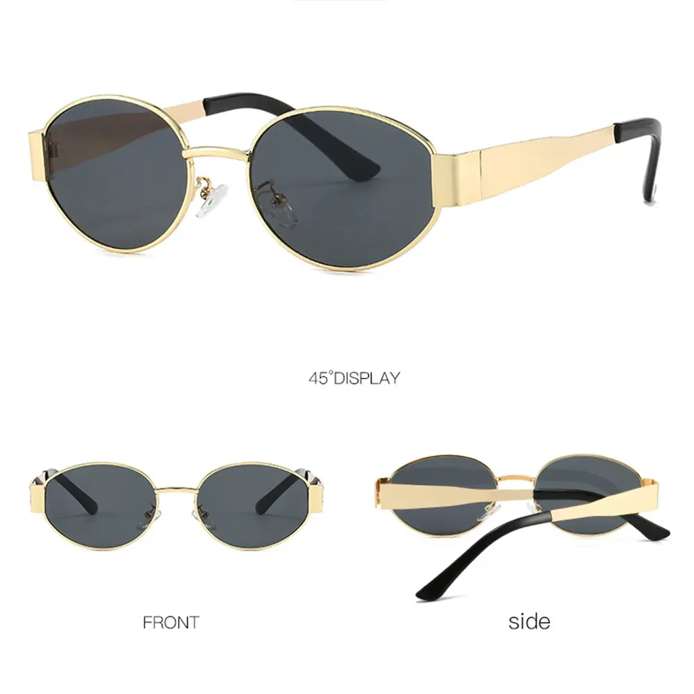 Trending Sun Glasses Lightweight Metal Sunglasses Vintage Oval Sunglasses Large Frame Glasses for Shopping Travel Vacation