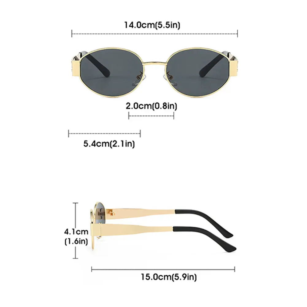 Trending Sun Glasses Lightweight Metal Sunglasses Vintage Oval Sunglasses Large Frame Glasses for Shopping Travel Vacation