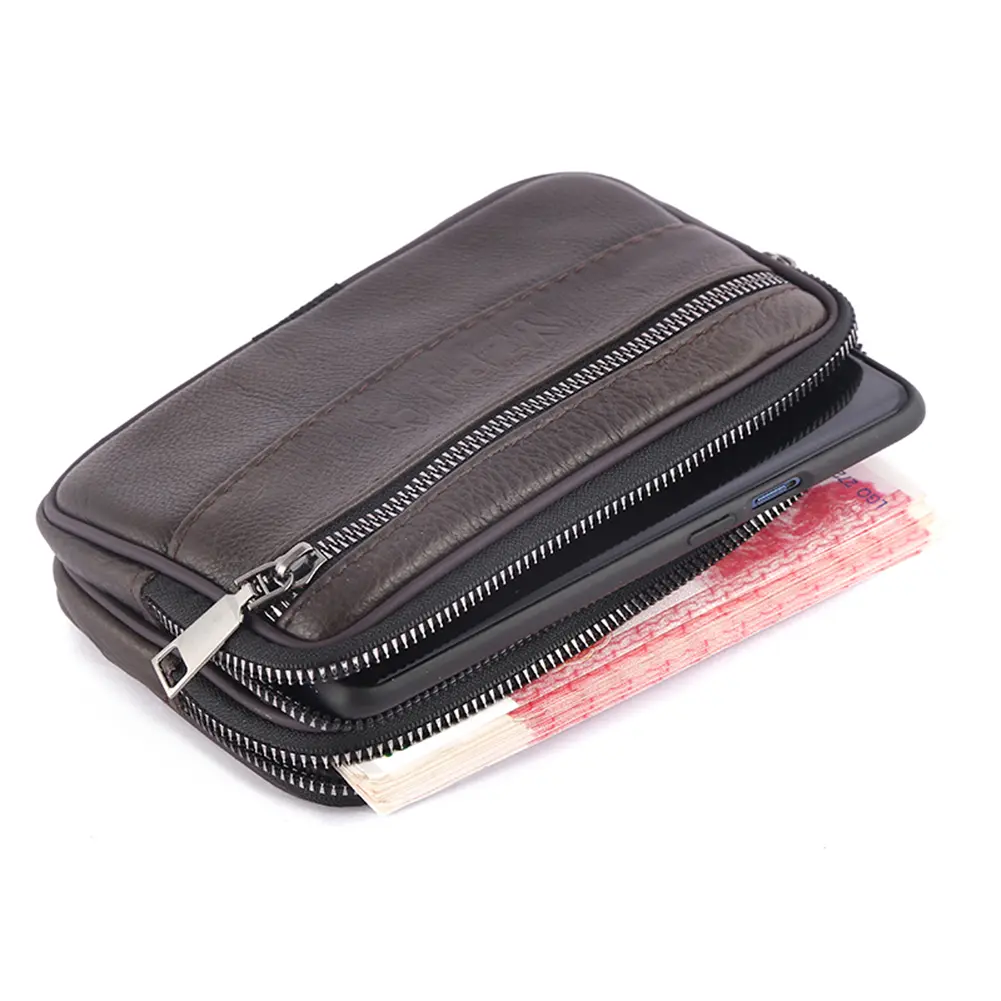Fashion Men's bag Cowhide Leather Solid Color Waist Bag for Men Wallet 2021 New Casual Male Mini Belt Coin Purse Fanny Packs