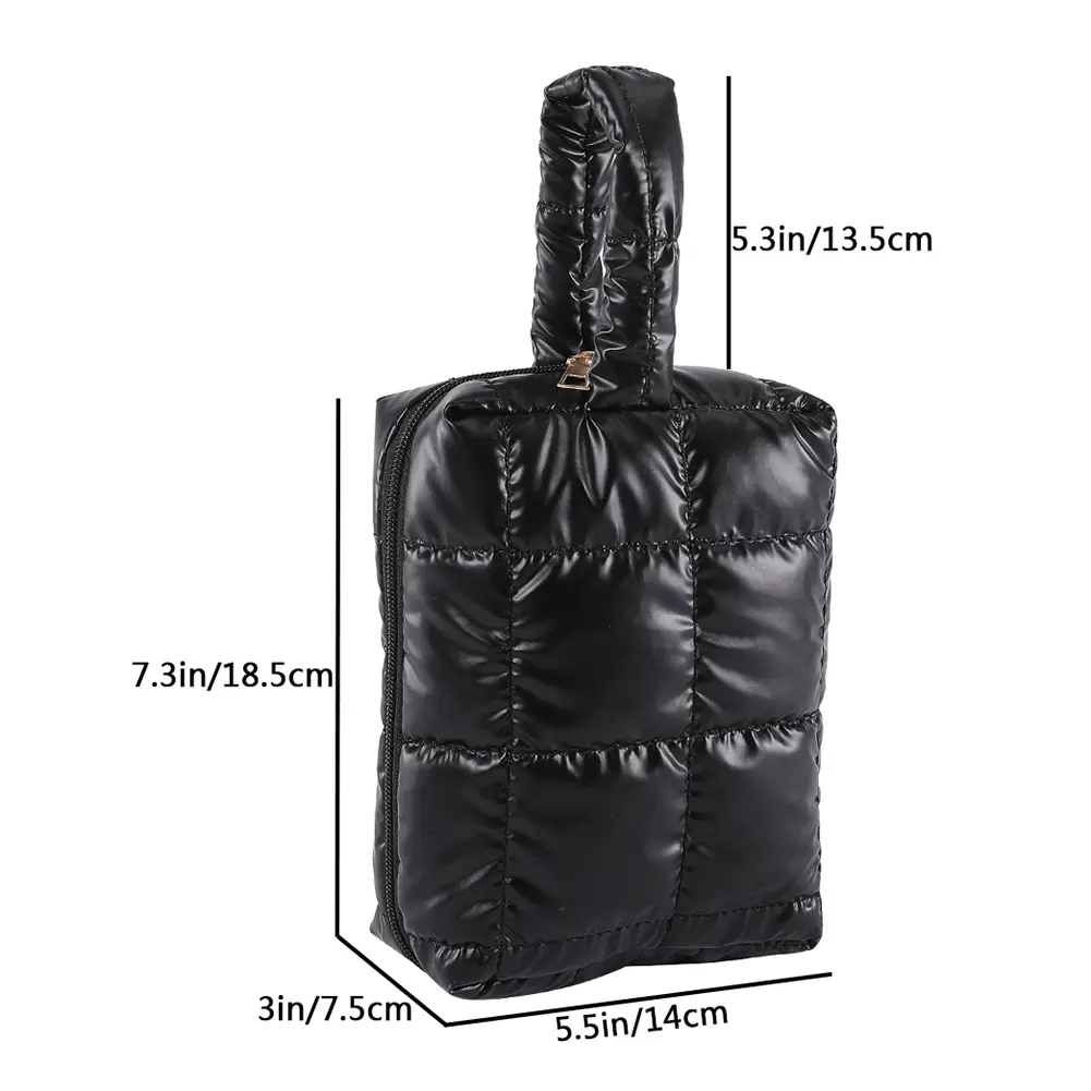 Cotton Padded Clutch Bags Quilted Embroidered Ladies Cosmetic Pouch Women's Down Solid Small Storage Bags Puffer Mini Makeup Bag