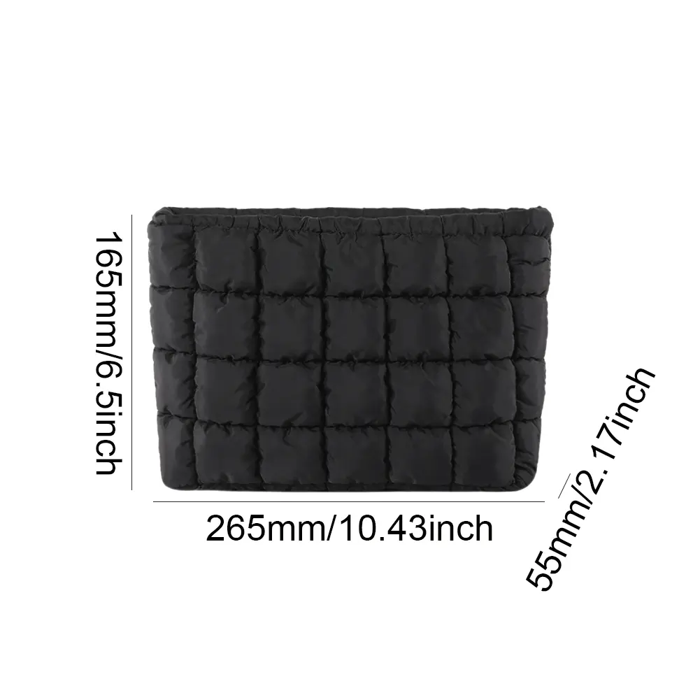 Down Cotton Square Small Makeup Pouch Winter Quilted Padded Puffer Cosmetic Bag Nylon Puffy Mini Storage Bag Travel Toiletry Bag