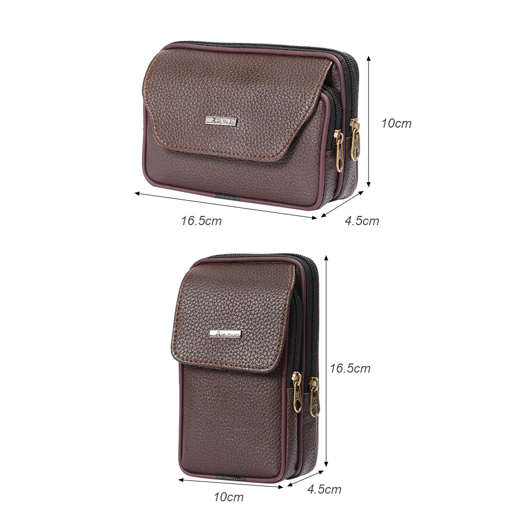Men's Bag PU Leather Men Small Waist Bag Solid Color Fashion Male Bum Pocket Waist Belt Pack Cheap Quality Phone Pouch for Men