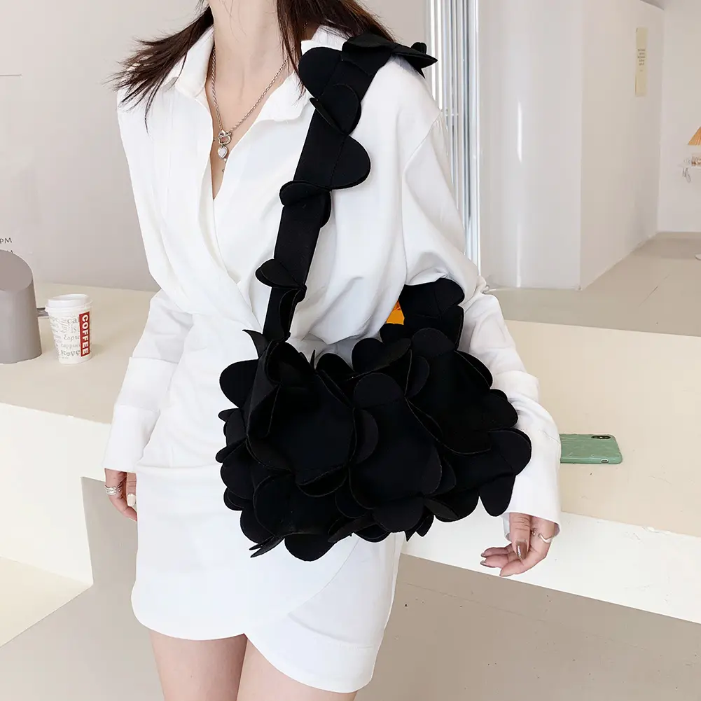 Korean Bow Knot Underarm Bag 3D Flower PU Leather Armpit Purse Designer Solid Color Shoulder Bag Ladies Temperament Tote Handbag