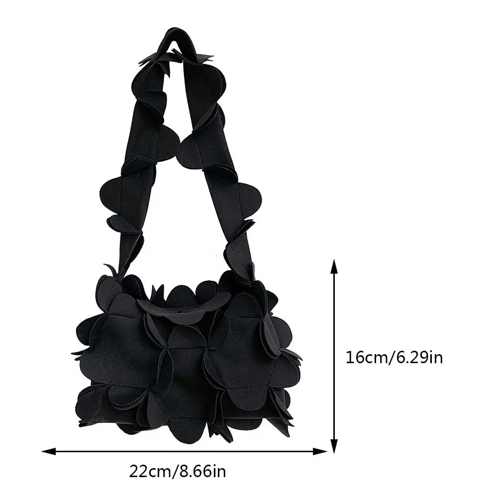 Korean Bow Knot Underarm Bag 3D Flower PU Leather Armpit Purse Designer Solid Color Shoulder Bag Ladies Temperament Tote Handbag