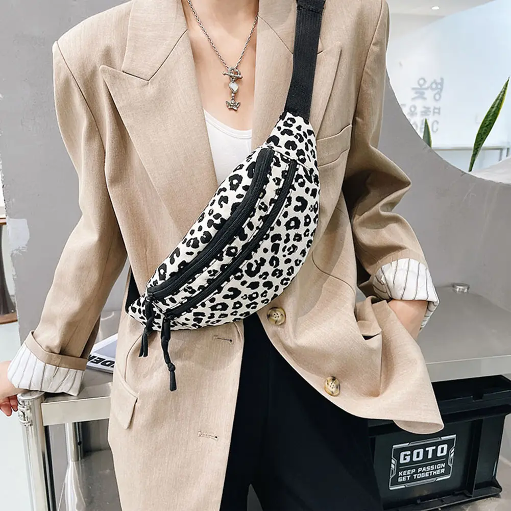 Women's Bag Waist Packs Flannel Leopard Pattern Printing Crossbody Shoulder Chest Bag Fashion Ladies Shopper Handbags Waist Pack