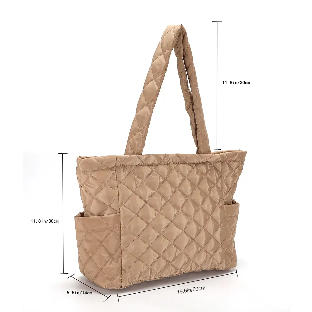 Cotton Padded Underarm Bags Autumn Winter Women's Handbags Rhombus Pattern Travel Shoulder Bags Large Capacity Zipper Totes Bags