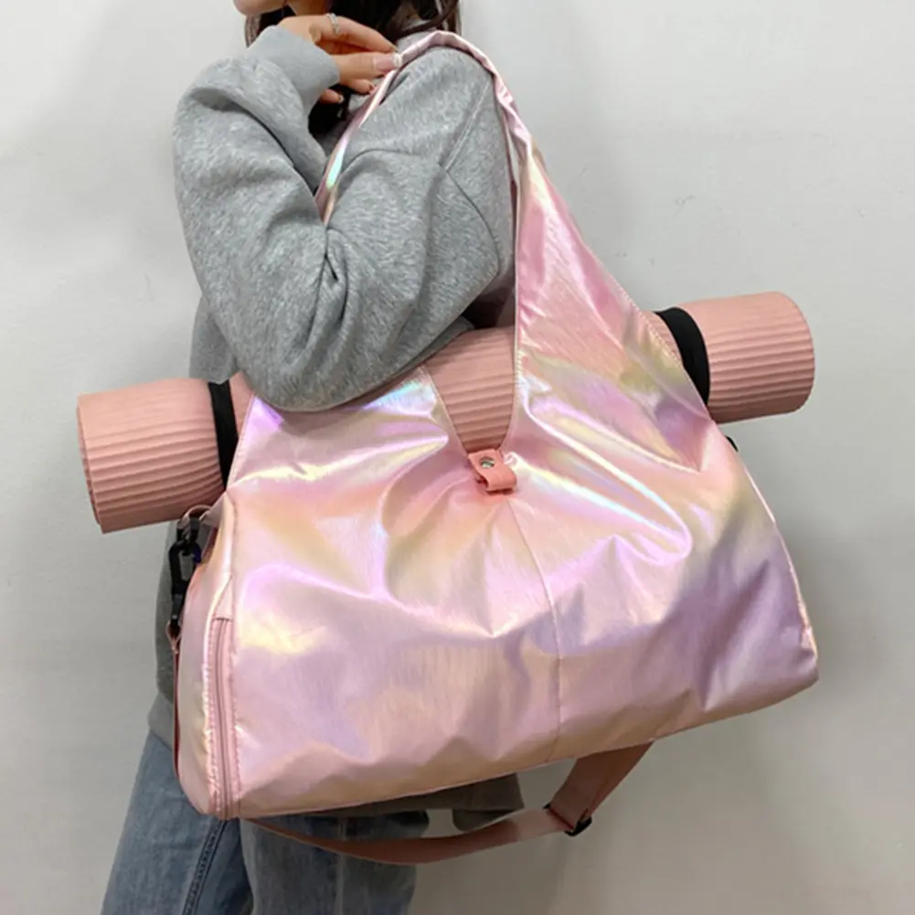 Women Gym Satchel Bag Large Capacity Pearlescent Sports Storage Bag Waterproof Multipocket Dry Wet Separation Outdoor Simple Bag