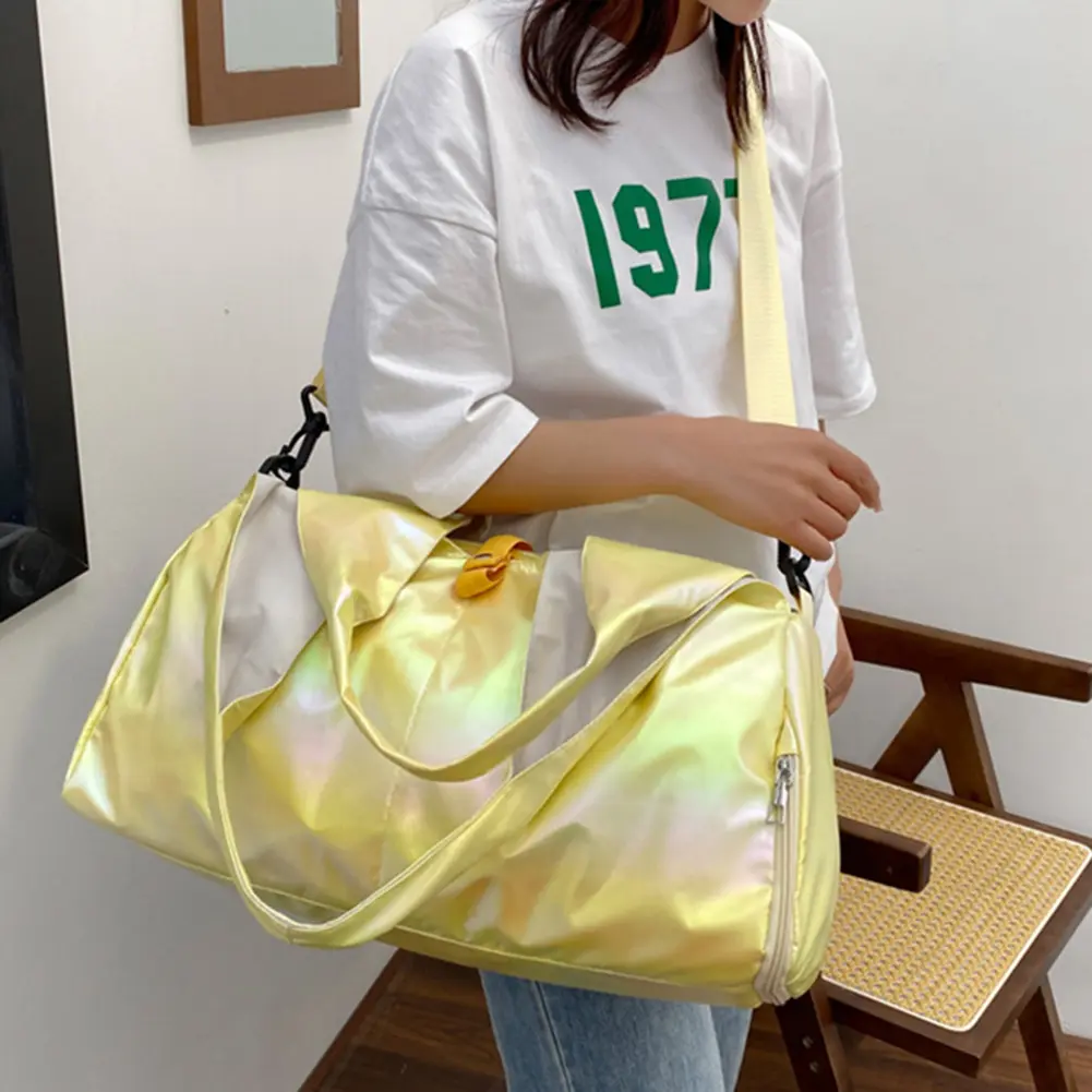 Women Gym Satchel Bag Large Capacity Pearlescent Sports Storage Bag Waterproof Multipocket Dry Wet Separation Outdoor Simple Bag