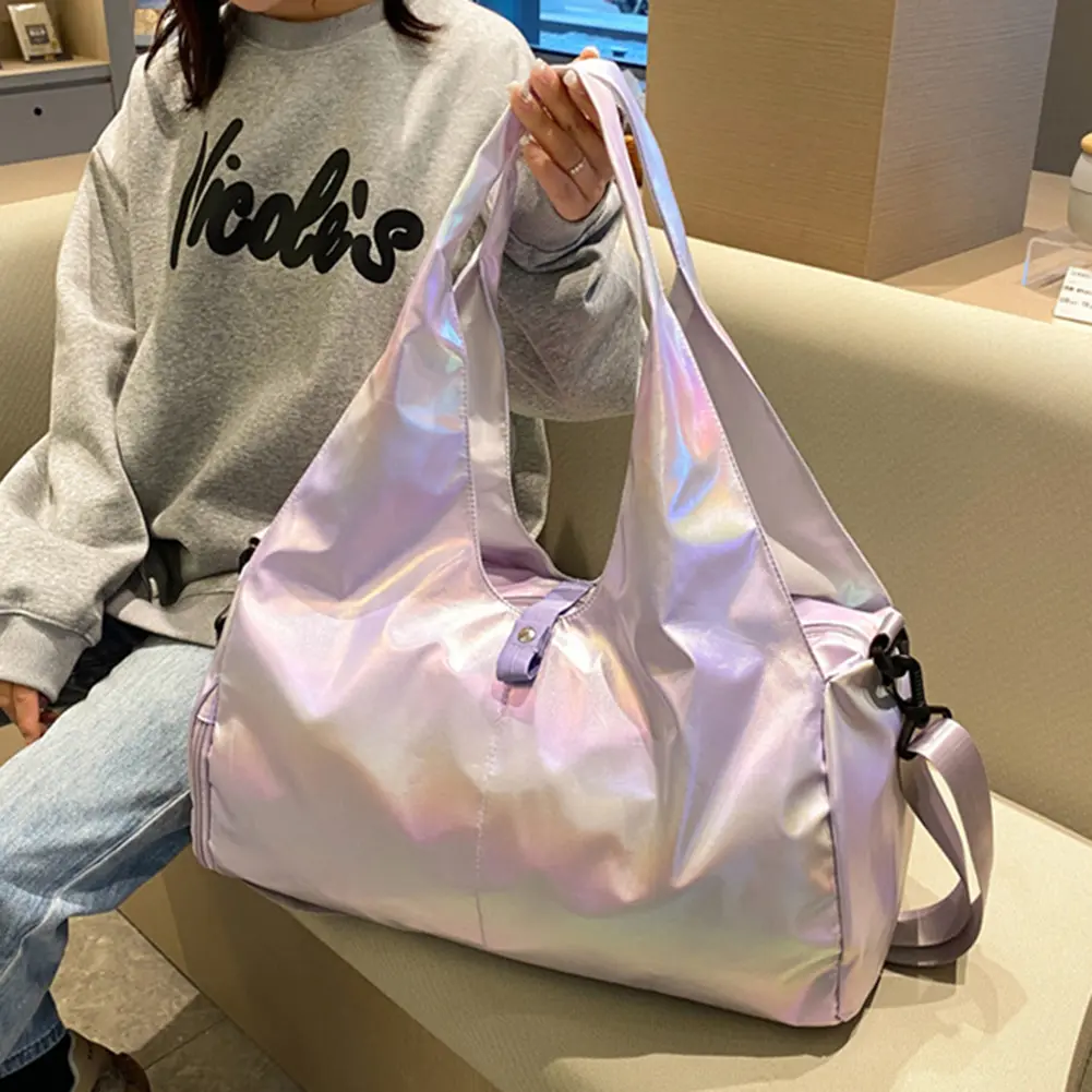 Women Gym Satchel Bag Large Capacity Pearlescent Sports Storage Bag Waterproof Multipocket Dry Wet Separation Outdoor Simple Bag