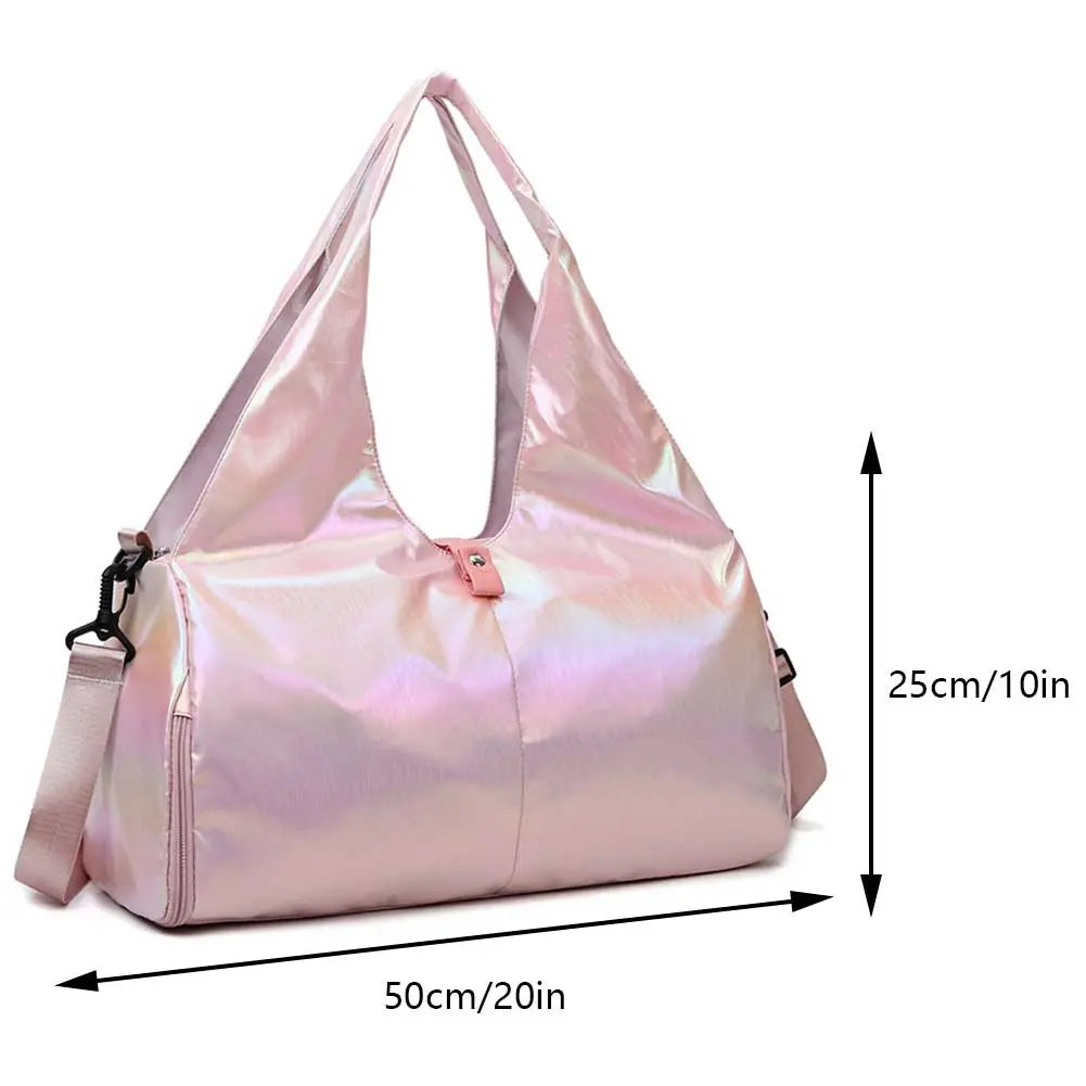 Women Gym Satchel Bag Large Capacity Pearlescent Sports Storage Bag Waterproof Multipocket Dry Wet Separation Outdoor Simple Bag