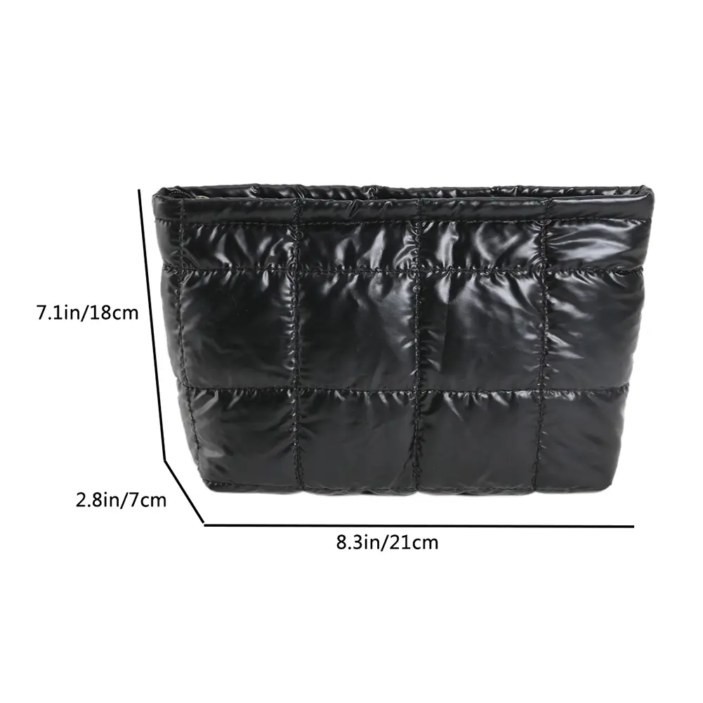 Women's Makeup Pouch Quilted Padded Cosmetic Pouch Puffer Cotton Ladies Storage Bags Down Checkered Fashion Clutch Bag Organizer