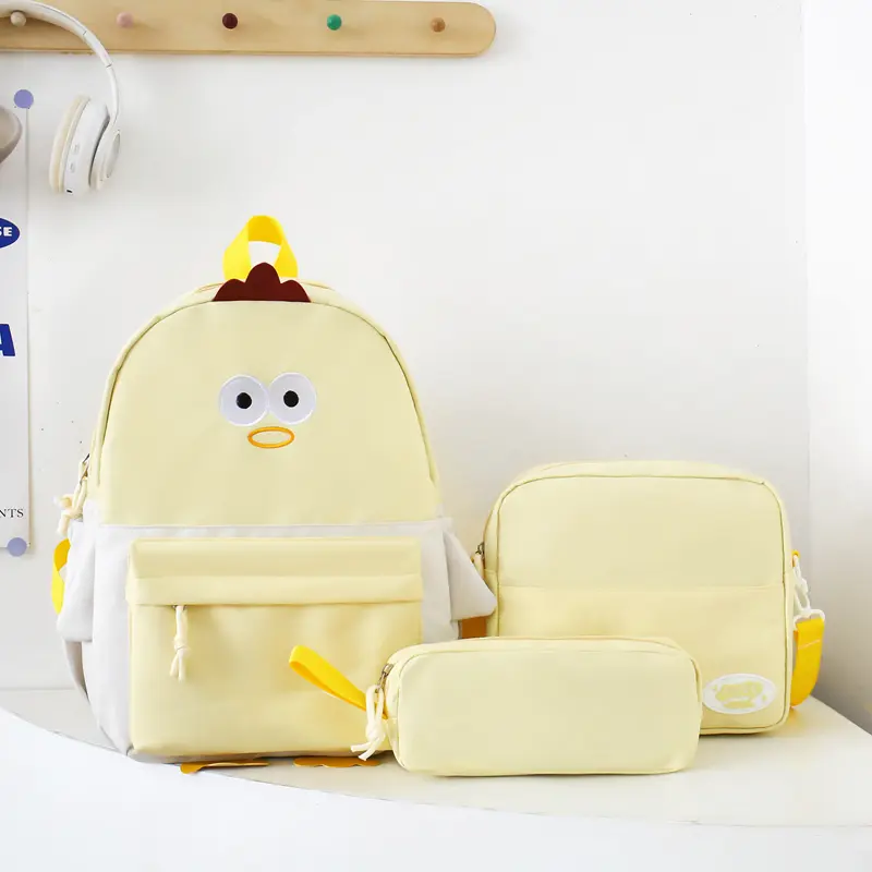 3Pcs Casual School Bookbag Women Cute School Storage Bag Travel Backpack College Laptop Bag with Small Handbag & Pencil Case