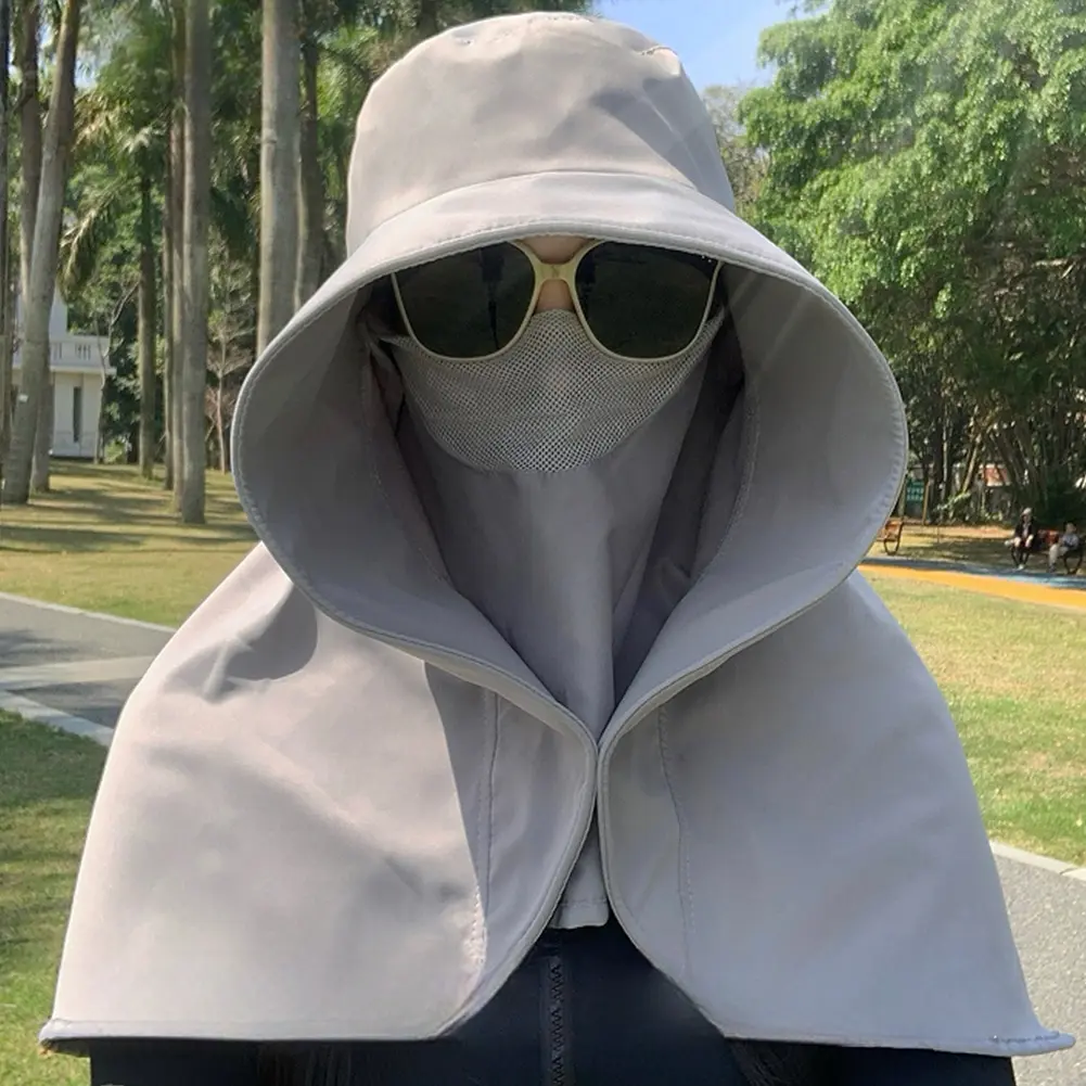 Round Top Large Brim Hat with Neck Flap Face Covering Mask Wide Brim Fishing Hat Lightweight Packable Bucket Hat Sun Visor Cap