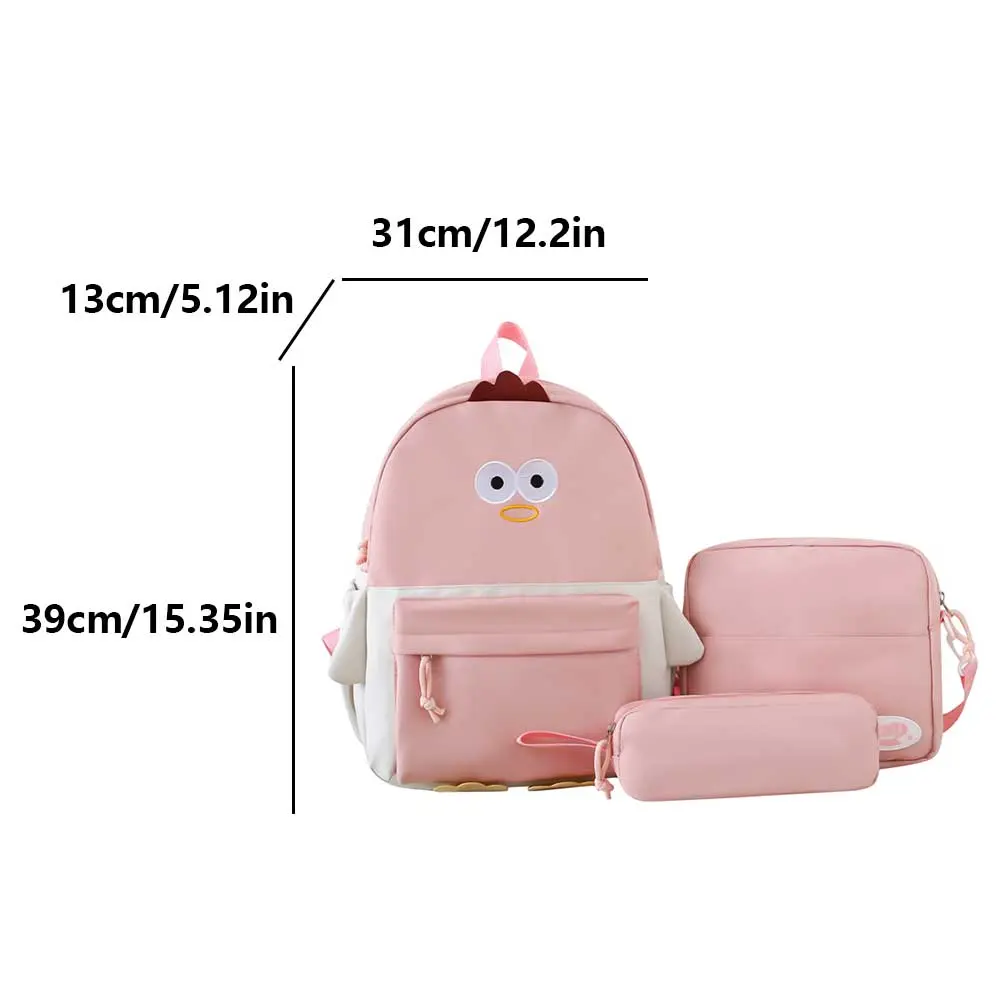 3Pcs Casual School Bookbag Women Cute School Storage Bag Travel Backpack College Laptop Bag with Small Handbag & Pencil Case