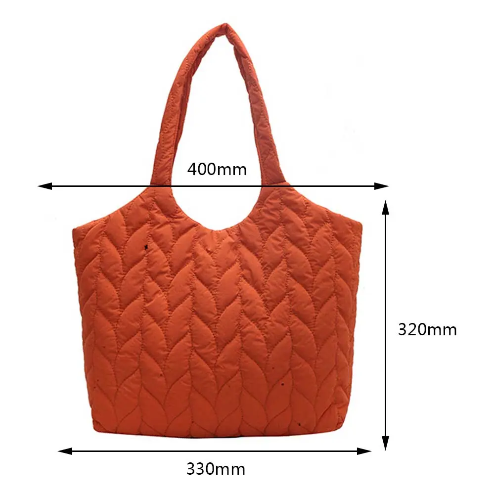 Fashion Elegant Casual Hand Bags Embroidery Thread Quilted Top-handle Bag Large Capacity Soft Cotton-Padded Shopper Bag