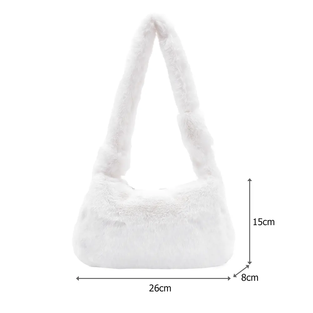Fashion New Solid Color Shoulder Underarm Bag Women Plush Soft Autumn Winter Fashion Fluffy Totes Handbag Lady Travel Purse