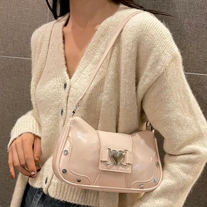 Y2K Love Design Armpit Bag Ladies Trend Shoulder Bag Millennium Waterproof Handbags For Women PU Leather Spicy Girl Underarm Bag