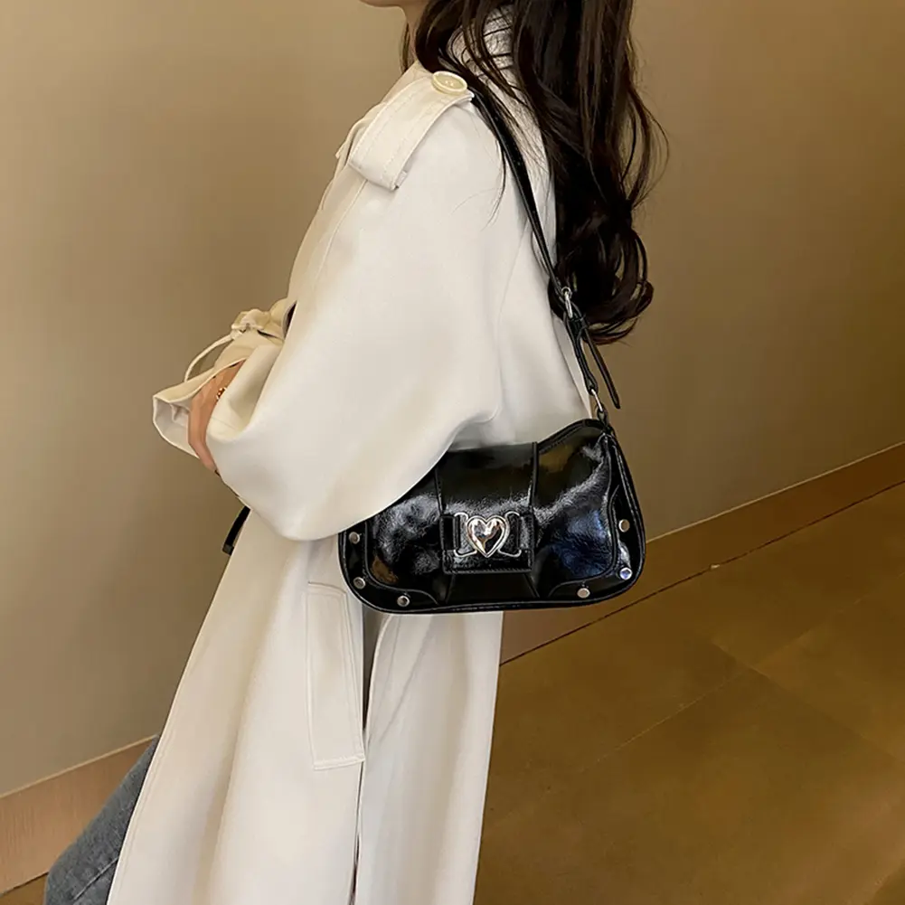 Y2K Love Design Armpit Bag Ladies Trend Shoulder Bag Millennium Waterproof Handbags For Women PU Leather Spicy Girl Underarm Bag