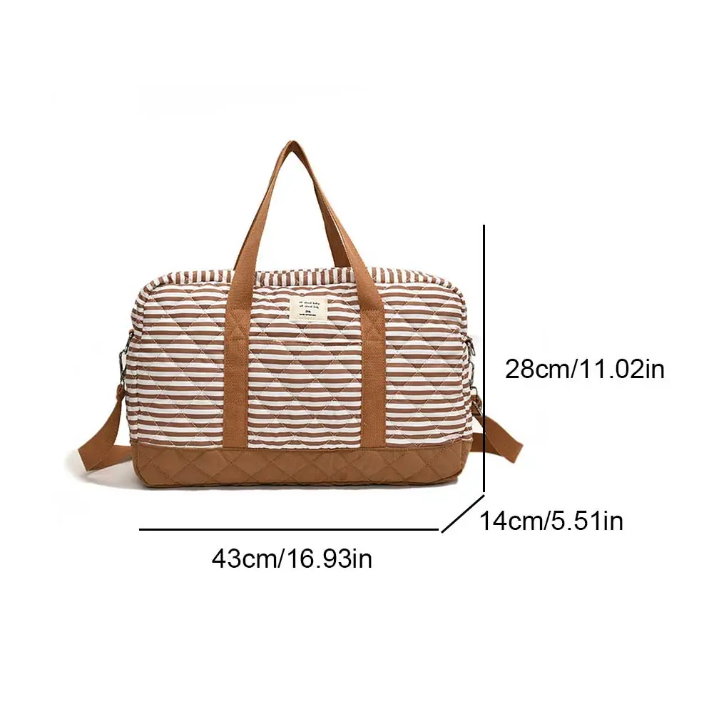 Large Capacity Quilted Striped Diaper Bag Adjustable Strap Maternity Bags Travel Storage Bag Ladies Tote Handbag Soft Mommy Bags