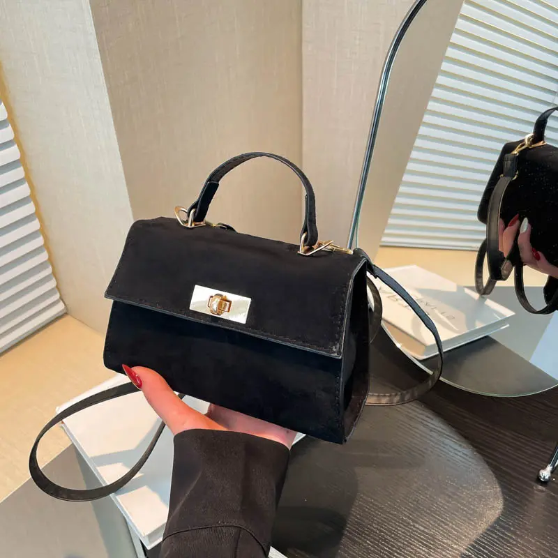 2025 Maillard Suede Chic Hobo Bag Vintage Solid Small Square Bag Adjustable Strap Crossbody Bags Women Autumn Winter Tote Purses