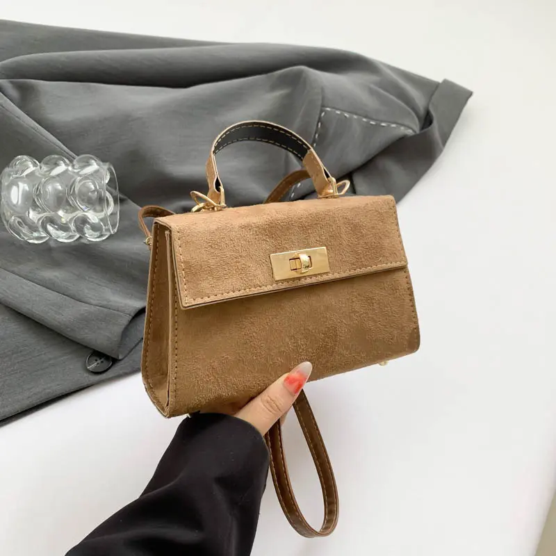 2025 Maillard Suede Chic Hobo Bag Vintage Solid Small Square Bag Adjustable Strap Crossbody Bags Women Autumn Winter Tote Purses
