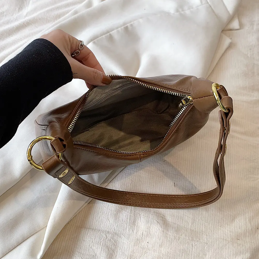 Shoulder Bag for Women Adjustable Strap Crescent Bag PU Leather Solid Crossbody Bag Handbag for Work Travel