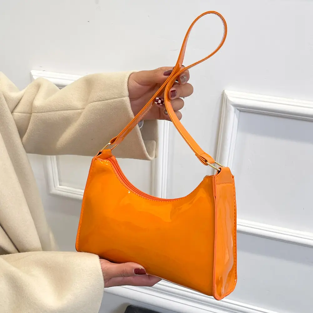 2023 New Women Handbags PU Leather Women Shopping Bag Fashion Solid Color Lady Elegant Purse Exquisite Bright Face Underarm Bag