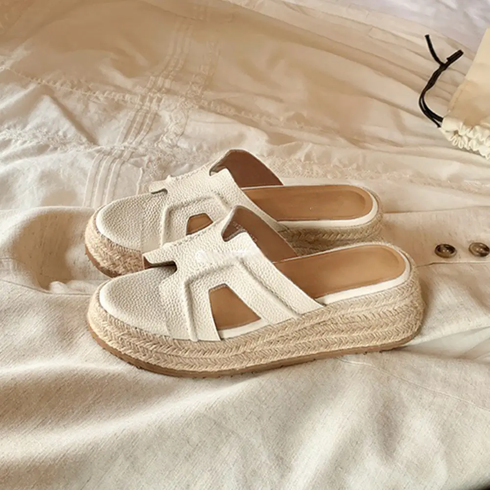 Lady Espadrilles Platform Sandals Open Toe Beach Slip On Shoes Bohemia Women Summer Open Toe High Heels Wedges Slides Sandals