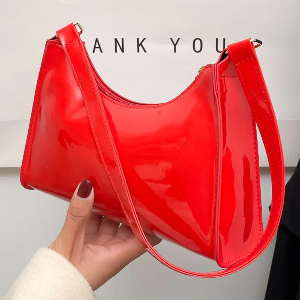 2023 New Women Handbags PU Leather Women Shopping Bag Fashion Solid Color Lady Elegant Purse Exquisite Bright Face Underarm Bag