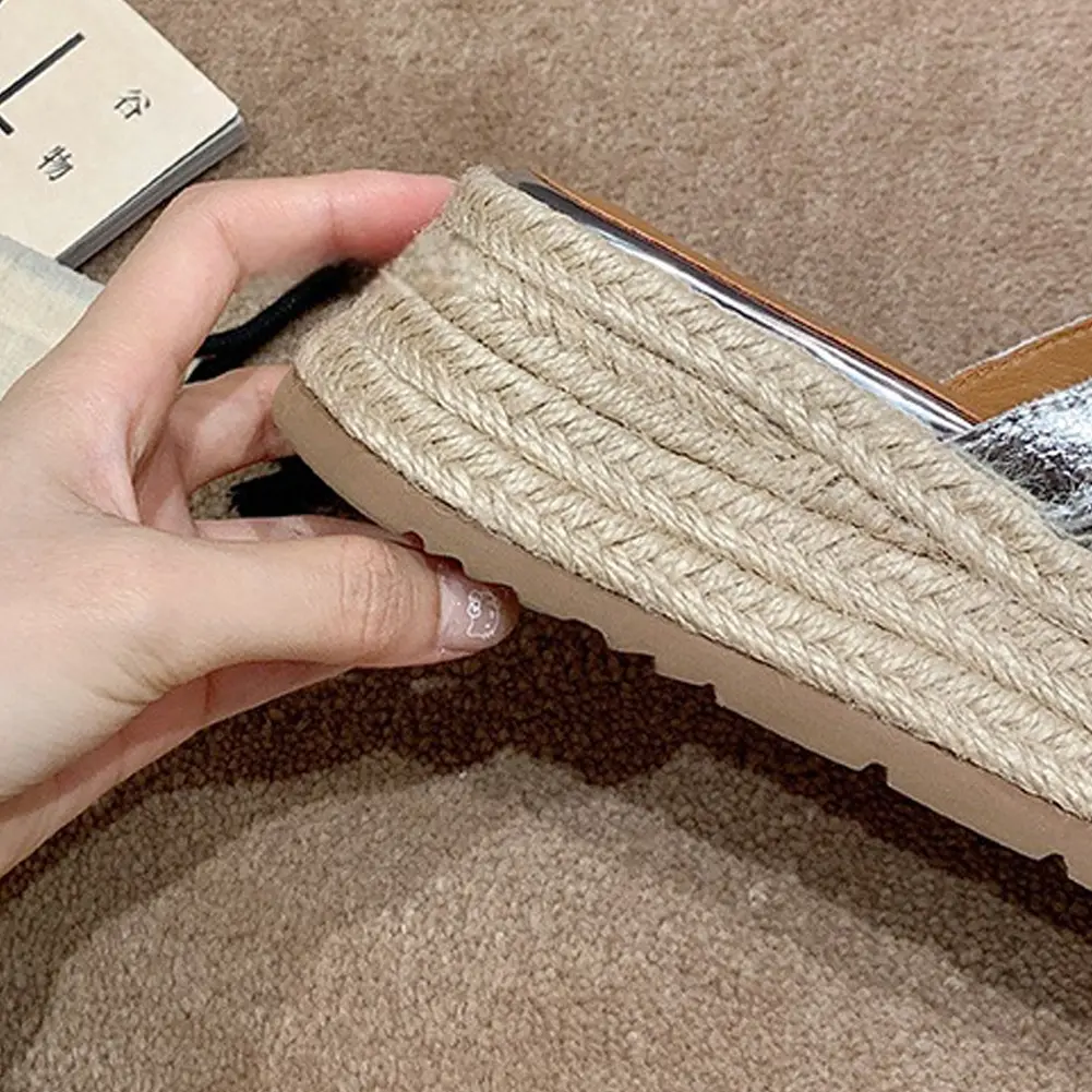 Lady Espadrilles Platform Sandals Open Toe Beach Slip On Shoes Bohemia Women Summer Open Toe High Heels Wedges Slides Sandals
