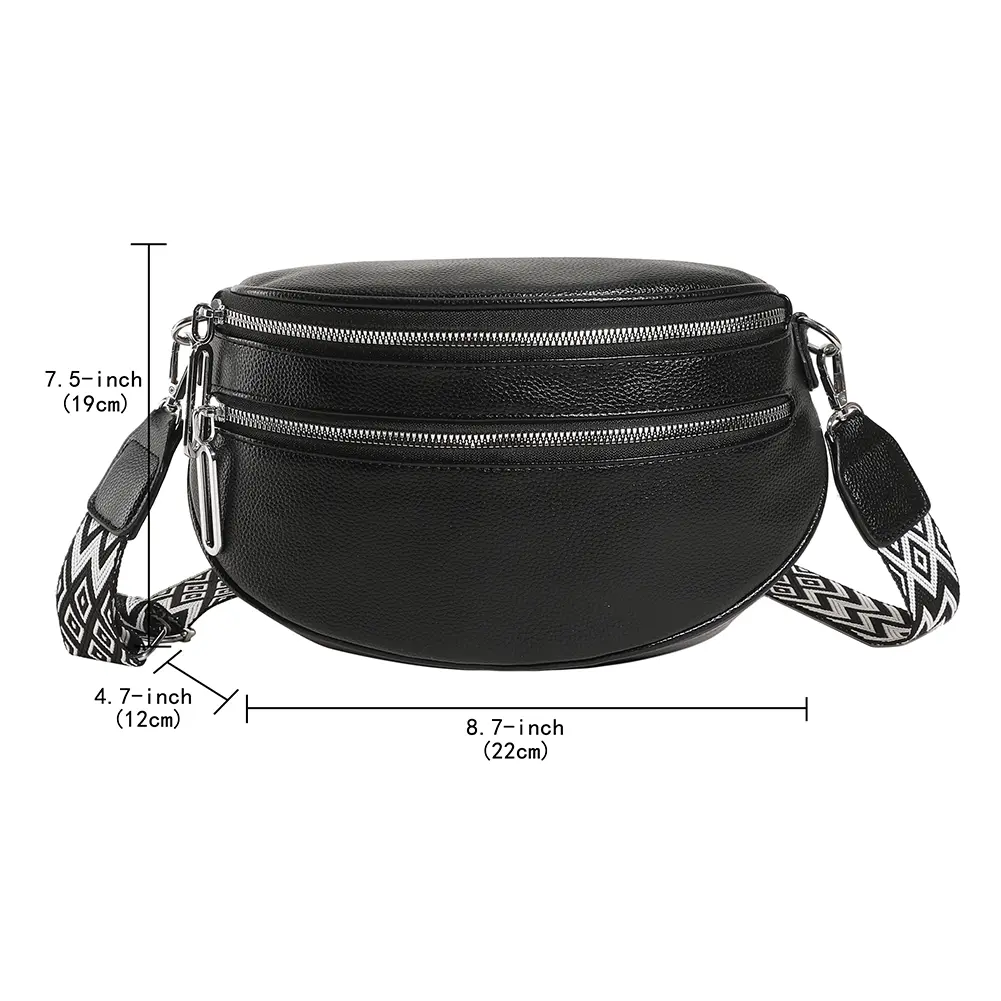 Simple PU Leather Ladies Shoulder Bags 2023 Vintage Large Bum Bags Daily Dating Waist Pouch Women Crossbody Bags with Wide Strap
