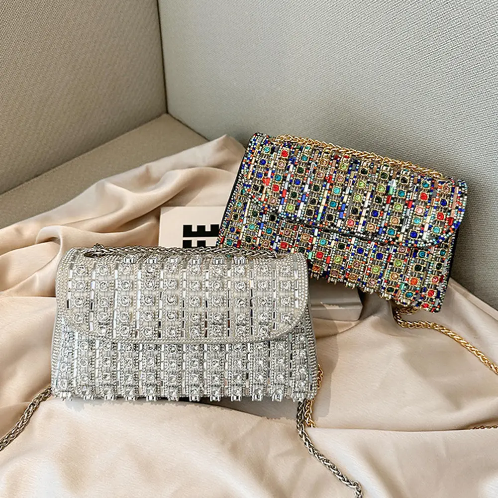 Shoulder Bag for Women with Chain Handbag Adjustable Strap Crossbody Bag Sparkling Clutch Bag for Wedding Party Prom