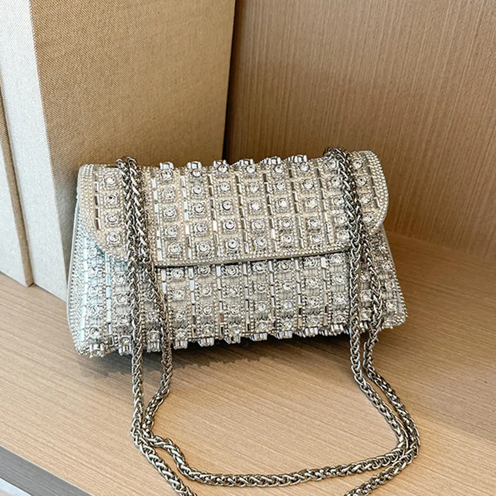 Shoulder Bag for Women with Chain Handbag Adjustable Strap Crossbody Bag Sparkling Clutch Bag for Wedding Party Prom