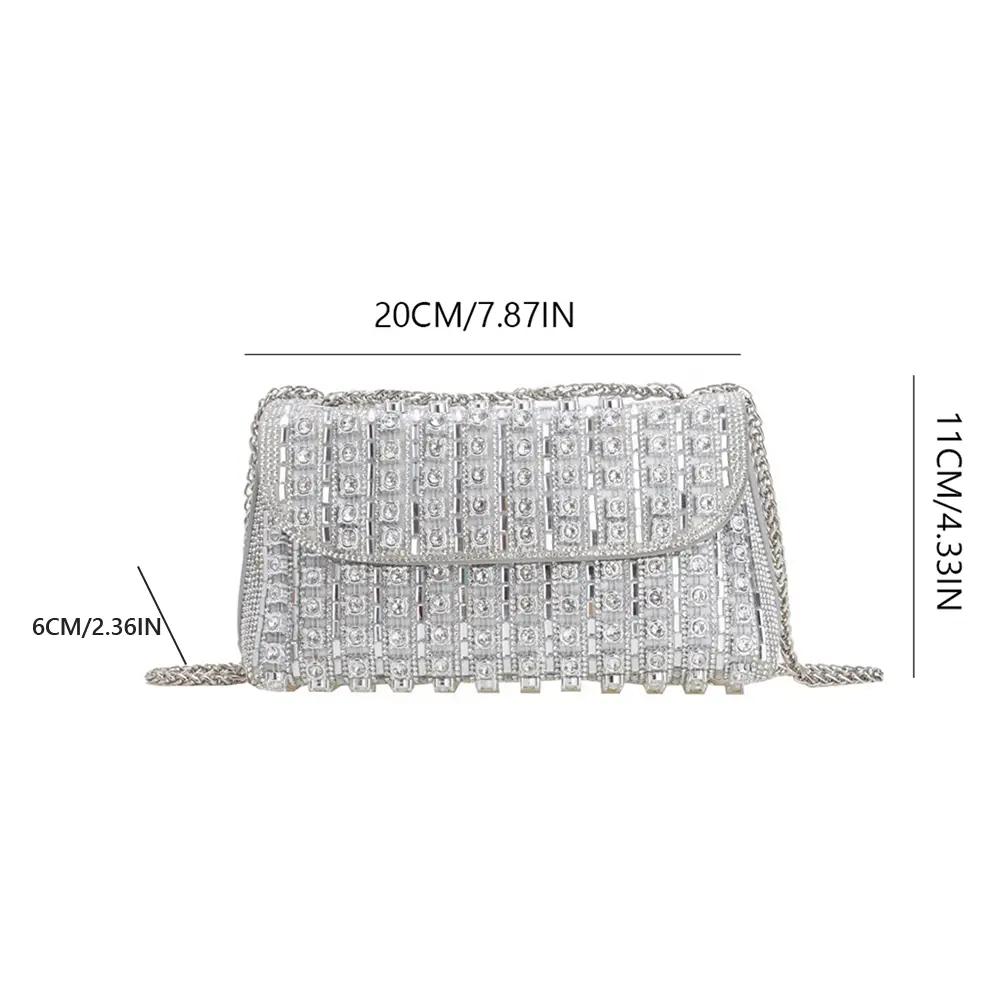 Shoulder Bag for Women with Chain Handbag Adjustable Strap Crossbody Bag Sparkling Clutch Bag for Wedding Party Prom