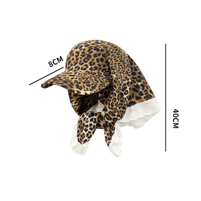 Brown Leopard Headscarf Cap Y2K Maillard Print Vintage Sunscreen Hat Retro Spicy Girl Style Sun Hat Hip Hop Street Baseball Cap