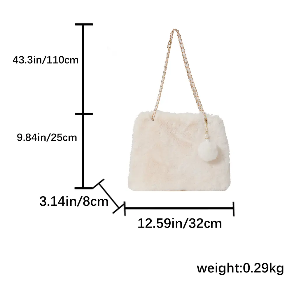 Autumn&Winter Fluffy Large Armpit Bags 2023 Luxury Plush Underarm Bag Fashion Faux Fur Handbag Women's Shoulder Bag with Pendant