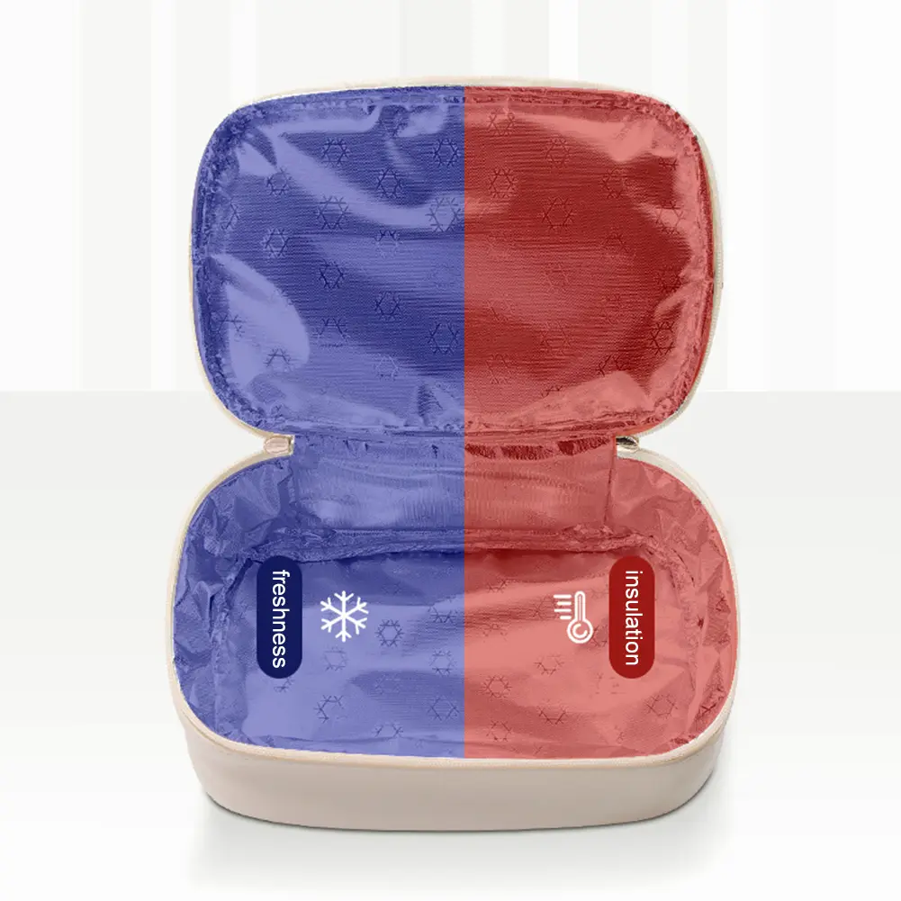 2023 New Insulated Lunch Bags Large Capacity Thermal Bento Bag for Ladies PU Leather Zipper Lunch Box Picnic Food Container Bags