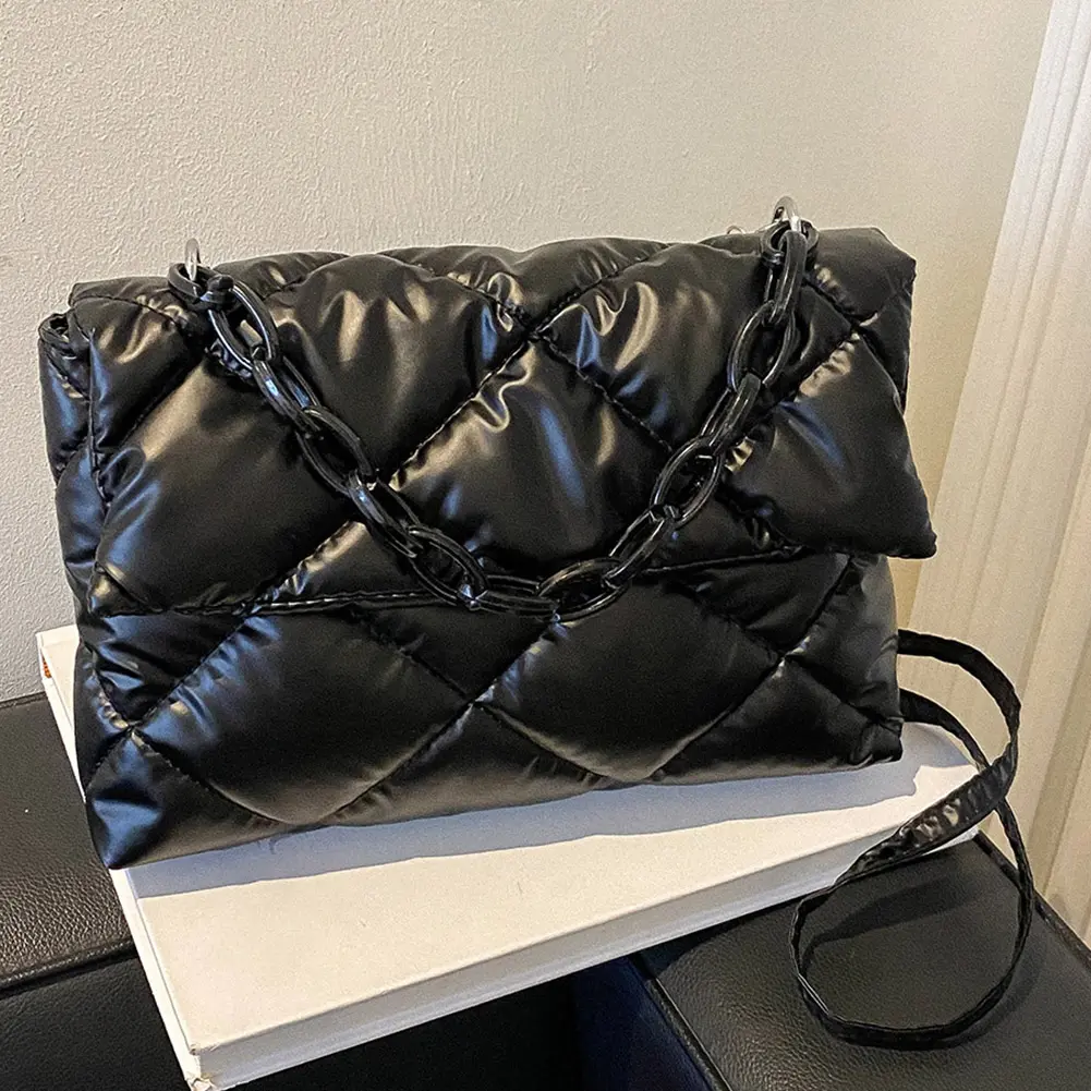 2023 New Luxury Designer Nylon Chain Crossbody Bag Rhombus Milk Cotton Satchel Fashion Women Handbag Large Capacity Shoulder Bag